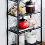 3 Tier Black Metal Shelf Unit-Pop up- Brand New - Pop Up - With Wheels - No Tools Image 5