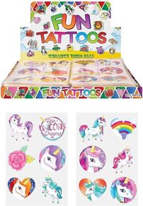 NEW SALE | 24 x Girls UNICORN Temporary Tattoos Children's Birthday Party Bag Filler