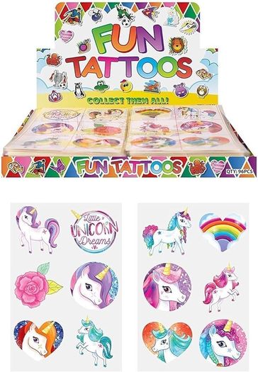 NEW SALE | 24 x Girls UNICORN Temporary Tattoos Children's Birthday Party Bag Filler