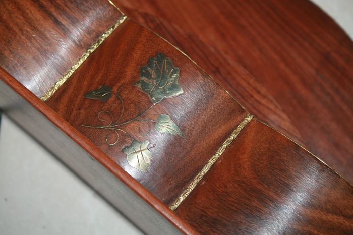 Vintage Letter Holder Handmade Wooden Paper Rack with Moorish Brass Inlays Office Desk Organiser 10,4" x 4" H-7"
