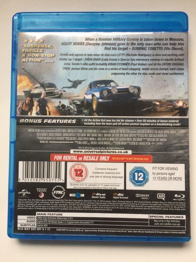 Fast & Furious Movies 1-7 [Blu-ray Movie] Paul Walker & Vin Diesel [Blu-ray Movie]