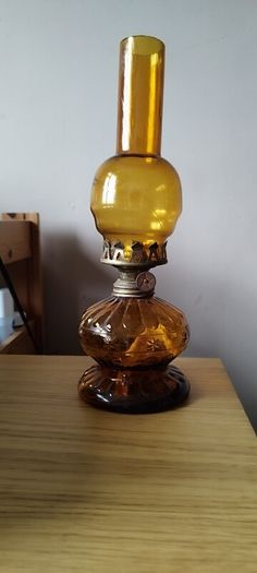 Vintage amber oil lamp