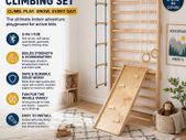 Swedish Ladder Wall Gym 5 in 1 Wooden Indoor Playground Climbing Toys