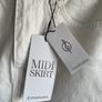Stradivarius white denim midi skirt with front slit size 12 Image 3