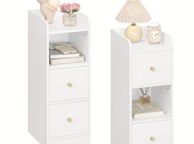 main image for ad Set of 2 White Bedside Tables  Adjustable Drawers