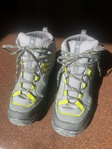 Quechua Kids Waterproof Hiking Boots Grey Lime Size UK3