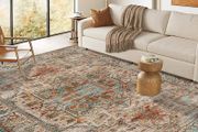 Washable Rugs for Living Room 160x230cm Non-Slip Soft Bedroom Rugs Thin Distressed Carpet Rug Low Profile Floor Rug for Office Bathroom Dinning Room Playroom(Terracotta)