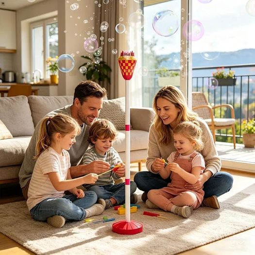 Bubble Sticks for Children, Adjustable Height Foam Generator Torch, with Music and Bubble Wand for Children by Hand or on the Floor, for Swimming Pool, Beach, Lawn, Wedding, Party