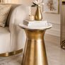 Marble Side Table with Real White Marble Top and Gold Aluminium Base 35 cm Image 2