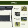 3 Seater Garden Swing Chair Seat with Canopy Grey Image 5