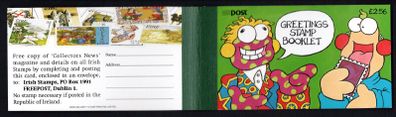 1996 Ireland Greetings (Zig & Zag) Commemorative Stamps Booklet Mint Never Hinged (MNH). Hibernian HB54