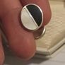Vintage 925 Sterling Silver Mother of Pearl and Onyx Face Cufflinks with Chain Link Image 6
