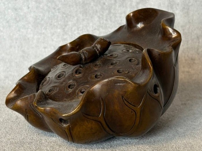 Vintage Chinese Cast Bronze Lotus Pod Incense Burner
