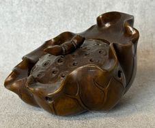 Vintage Chinese Cast Bronze Lotus Pod Incense Burner