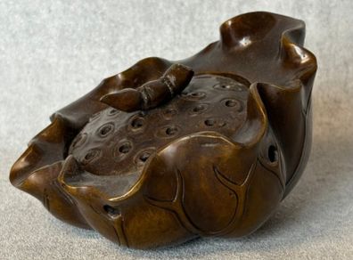Vintage Chinese Cast Bronze Lotus Pod Incense Burner