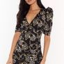 NASTY GAL In That Chain of Mind Puff Sleeve Mini Dress Size 16! Image 4