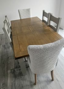 Solid Oak Extending Dining Table & 6 Chairs