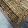 Large Victorian cane and metal laundry basket on wheels. Image 9