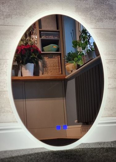 LED Bathroom Mirror 60x80cm Oval Demister Dual LED