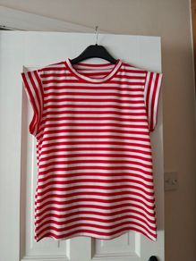 Red and White Ladies T Shirt