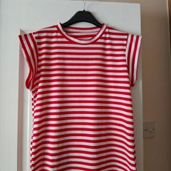 Red and White Ladies T Shirt