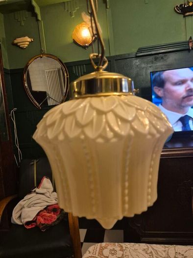 Original cream leaf design glass original 1920s Art Deco ceiling light