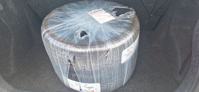 Two unused spare tyres