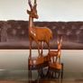 Tall Wooden Teak Gazelle Figurine Antelope Art Carving Image 3