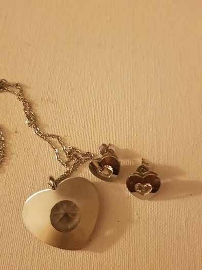 Heart necklace and earrings