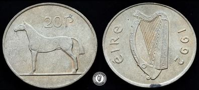 [#467] - Ireland 1992 | 20p | 20 Pence | Horse | KM.25