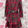 Red checkered dress with a belt Image 3