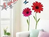 Art Red Daisy Flowers Nice Colour Wall Stickers