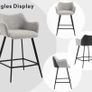 Breakfast Bar Stools Set of 2 Bar Chairs Upholstered Counter Stools with Armrest & Footrest, Modern Counter Chairs for Kitchen Island/Home Bar, Gray Image 5