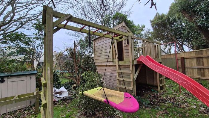 Wooden Playhouse with Slide & Climbing Frame
