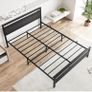 King Size Bed Frame with Wooden Headboard,Heavy Duty Metal Platform Image 6