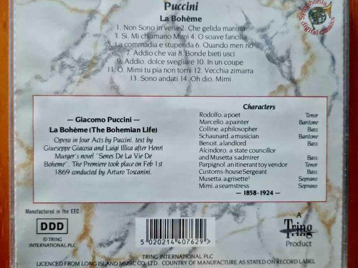 4 CD's Discovering Opera - Madam Butterfly / La Boheme / Figaro / Tosca. VG condition.