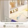Vanity Desk with Movable LED Mirror and 8 Drawers, Dressing Table with Built-in USB Power Outlets & RGB Light Strip Vanity Table with 4-Layer Adjustable Shelves, White Makeup Desk 110x40x137cm Image 5