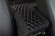 Car Center Console Cushion Pad, Universal Leather Waterproof Armrest Seat Box Cover Protector,Comfortable Car Decor Accessories Fit for Most Cars, Vehicles, SUVs (Black)