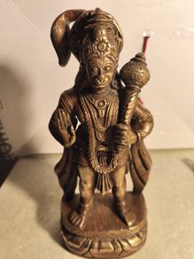 Elegant Brass Lord Hanuman Statue Sacred Sentinel Hanuman Statue | Hanuman Statue for Spiritual Protection | Guardian of Faith & Blessed Protector | Handcrafted Hindu Decor