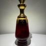 Glass Decanter. Vintage Bohemian-Style Ruby & Gilt Enamel Liqueur Decanter Image 5