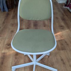 Compact Student/Office Desk Chair in White & Olive Green