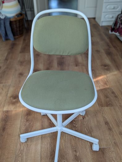 Compact Student/Office Desk Chair in White & Olive Green