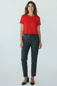 NEXT Bright Red Fitted Stretch Top Minimalist Basic Tee
