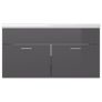 Sink Cabinet with Built-in Basin High Gloss Grey Chipboard Image 7