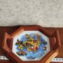 Decorative wooden tray with a ceramic base depicting a map of Mallorca. Image 6