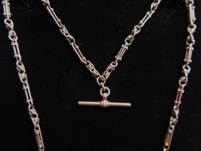 Victorian  heavy real 9 Carat Gold Albert or Necklace Chain with T-Bar length 20" - 24,3g