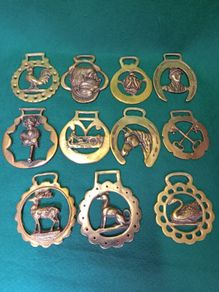 Vintage Brass Horse Bridle Badges  X 11