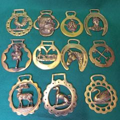 Vintage Brass Horse Bridle Badges  X 11