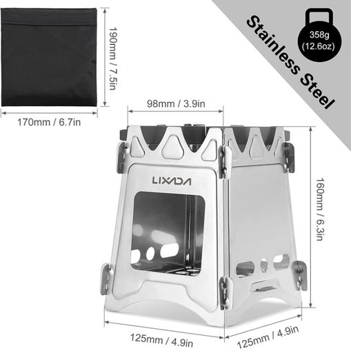Camping Wood Stove Portable Wood Burning Stove Lightweight Alcohol Stove for Outdoor Cooking Backpacking Hiking Traveling Titanium Stainless Steel (FREE POSTAGE)