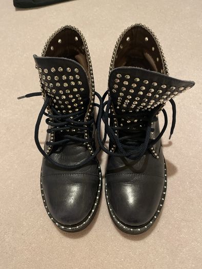 Dark Navy leather ankle boots Marco Moreo Size 38